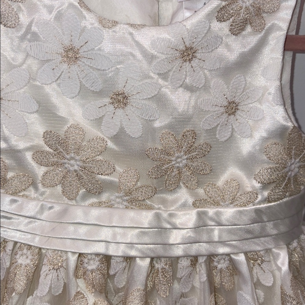 Nanette Kids Ivory and Gold Floral Kids Dress-size 4t - Picture 2 of 8